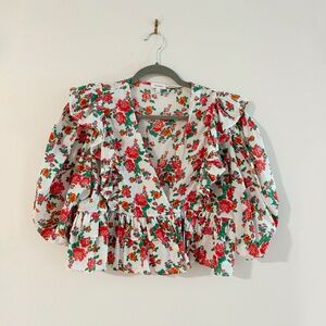 Rhode Elodie ruffle crop top, size small